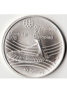 1976 - CANADA XXI Olimpiade 10 Dollari Ag. 7° Serie Stadio Olimpico Fdc